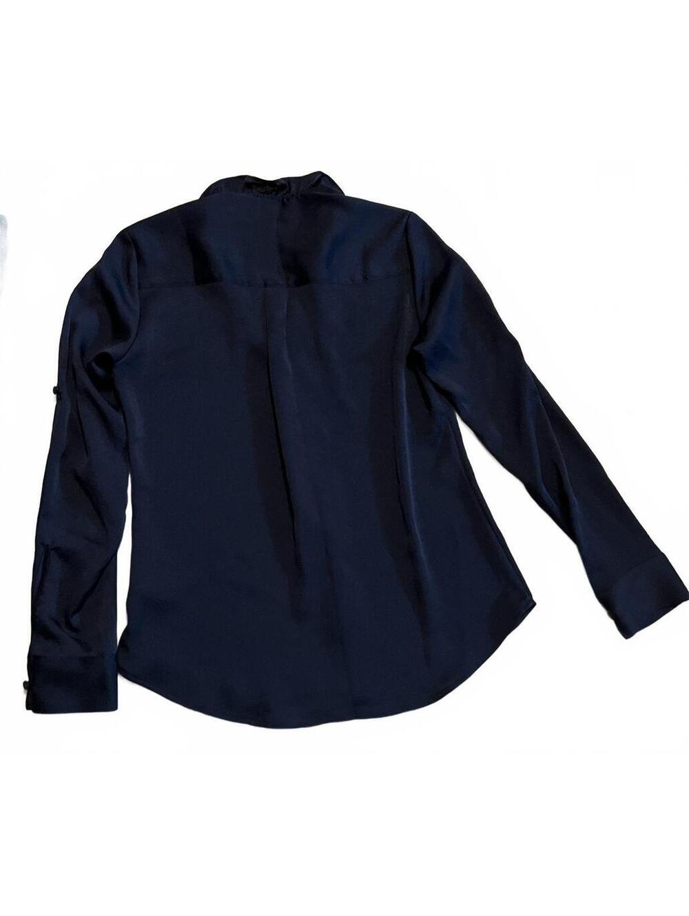 Express Portofino Slim Fit Navy Blue Long Sleeve Blouse XS - Picture 3 of 3